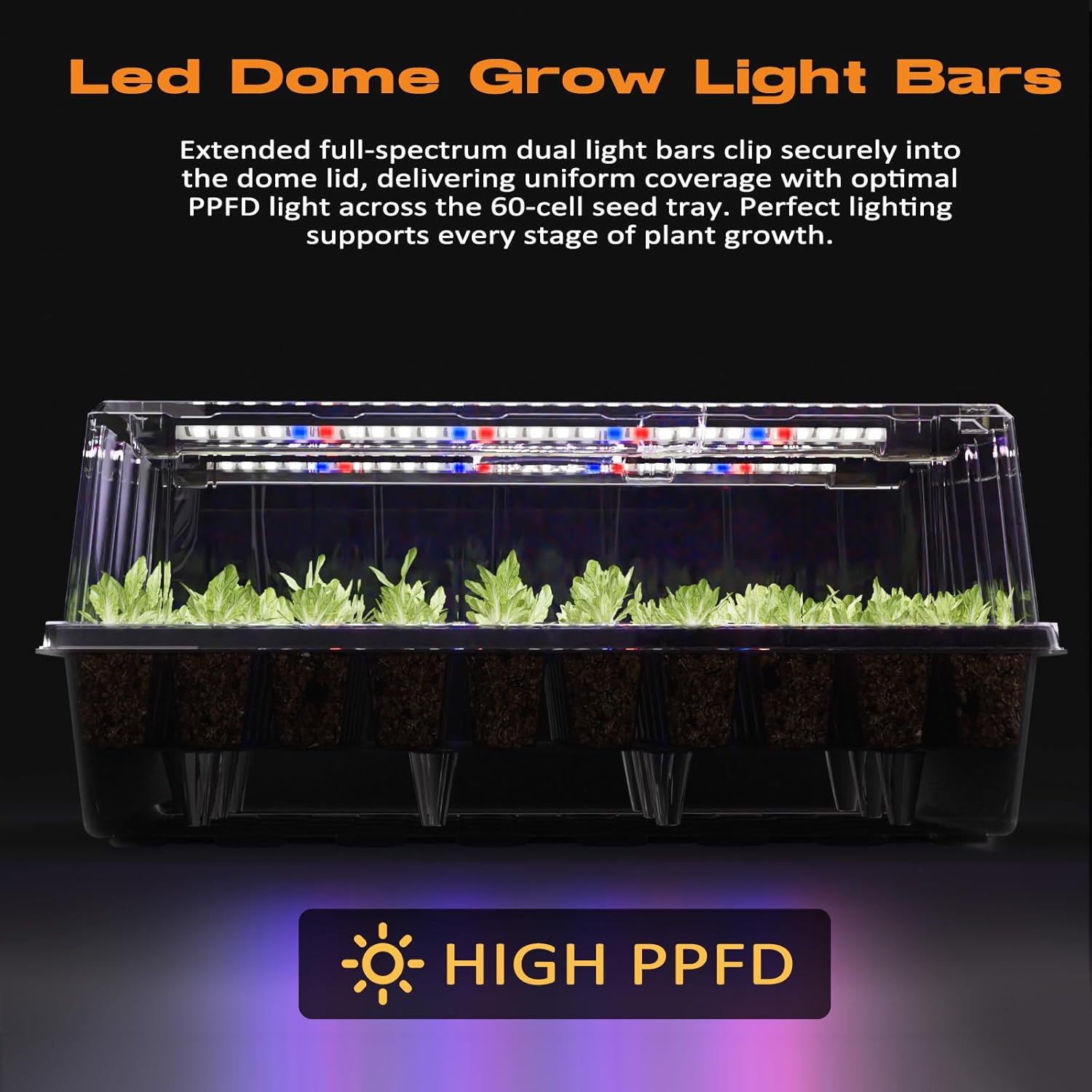 Patigrow 120-Cell Self-Watering Seed Starter Tray with Grow Light